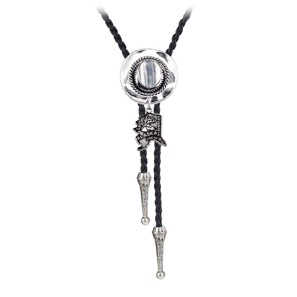 8472 BRBAM Western Cowboy Hat Bolo Tie Vintage Style Antique Silver United